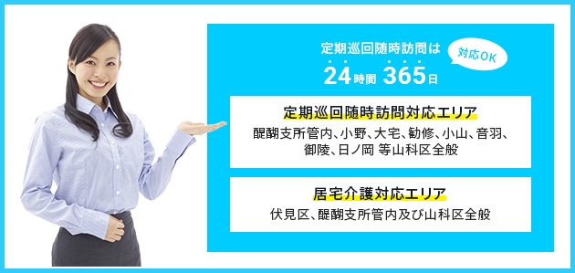 24時間365日OK 【対応エリア】醍醐支所管内、山科区小野、勧修学区、大宅学区、小栗栖その他近隣地域もご相談に応じます！